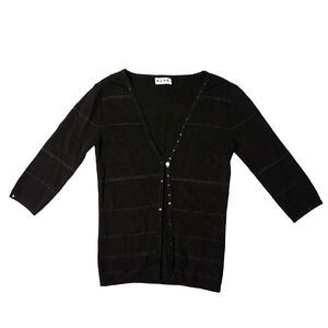 Vtg BCBG Y2K Black Knit Cardigan Women’s XS Sequin Soft gurnge 90s Goth Whimsy